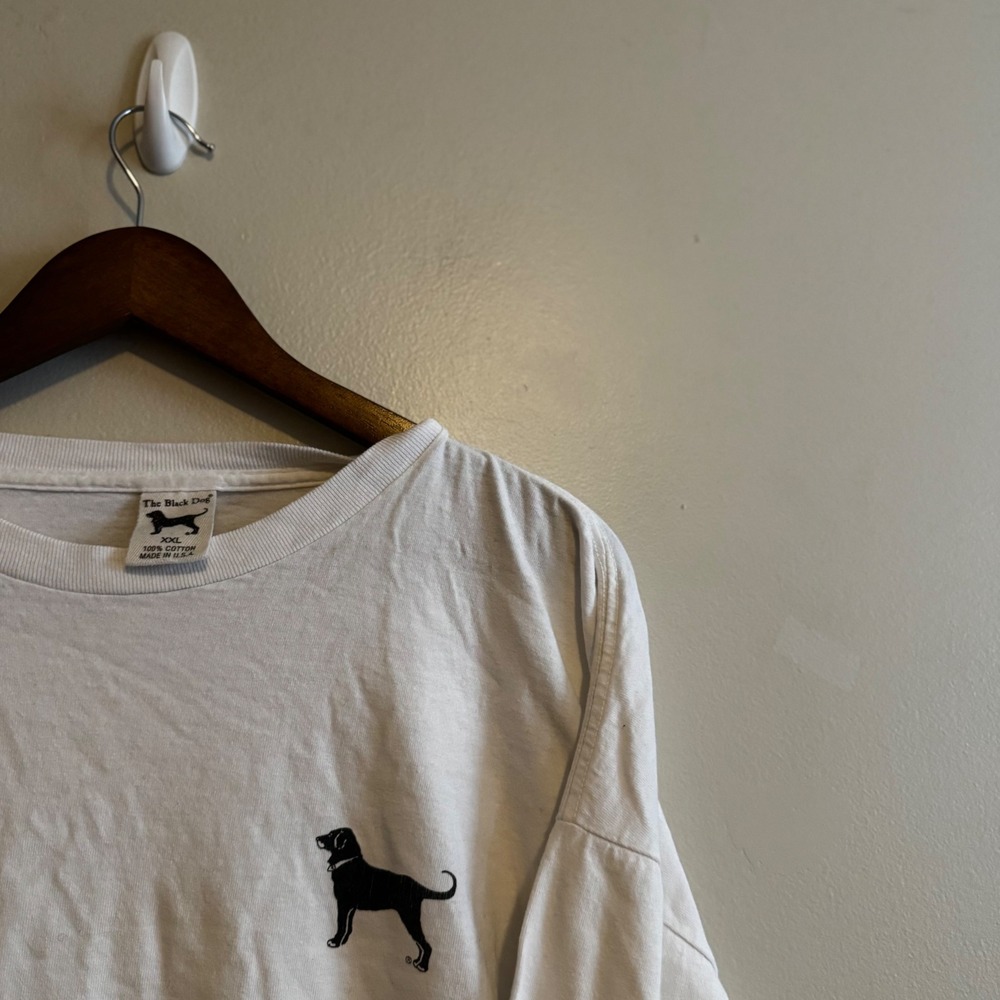 The Black Dog Mens XXL White Long Sleeve T-Shirt 100% Cotton Natural Fibers